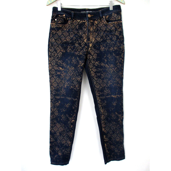 Chicos The Platinum Jegging Jeans Size 0.5 Small 6 Gold Coated Dark Wash 32x27 - Picture 1 of 14